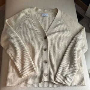 Old Navy Cream Ribbed Button-Front Cardigan